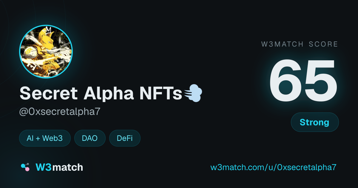 Share card for Secret Alpha NFTs💨